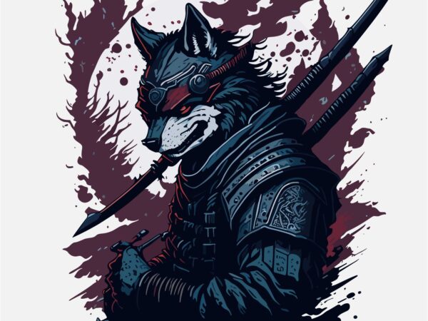 Wolf ninja tshirt design