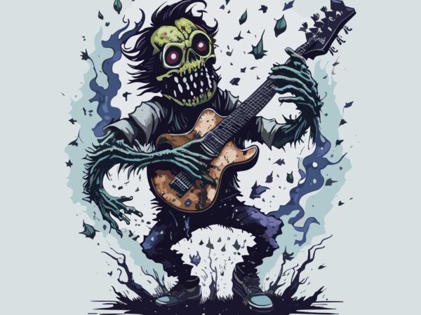 Zombie guitar t shirt graphic design