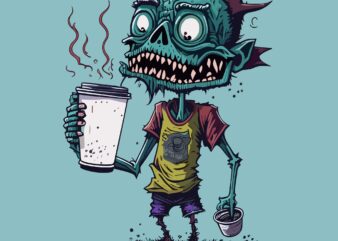 Funny Zombie With Coffe t shirt graphic design