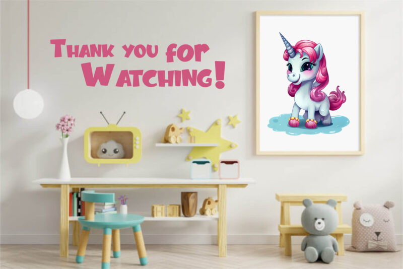 Cute rainbow unicorns 01. PNG Bundle.