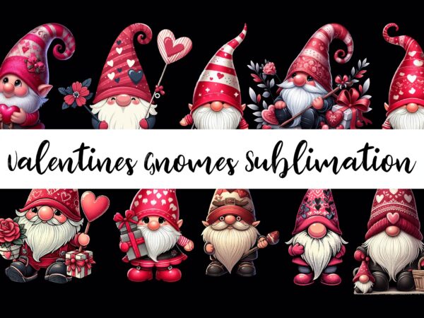 Valentines gnomes png sublimation t shirt vector art