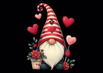 Valentines Gnomes PNG Sublimation t shirt vector art