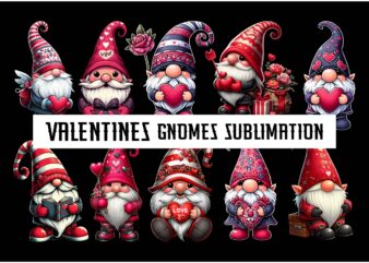 Valentines Gnomes PNG Sublimation t shirt vector art