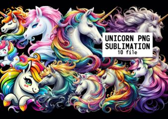 Unicorn PNG Sublimation Bundle t shirt vector graphic