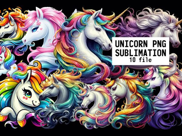 Unicorn png sublimation bundle t shirt vector graphic