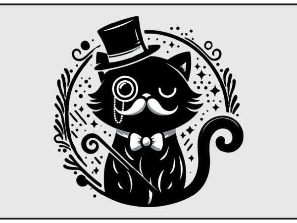 Whimsical black cat png sublimation t shirt design for sale