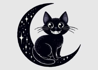 Whimsical Black Cat PNG Sublimation t shirt design for sale