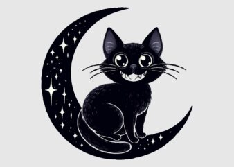 Whimsical Black Cat PNG Sublimation