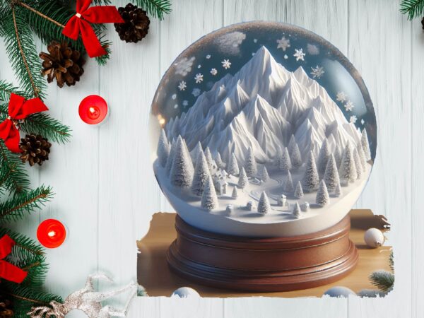 3d snowy landscape globe xmas ornament png sublimation