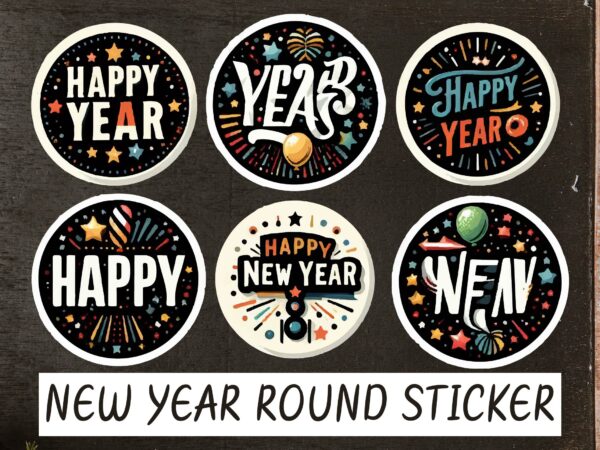 New year round sticker png sublimation T shirt vector artwork