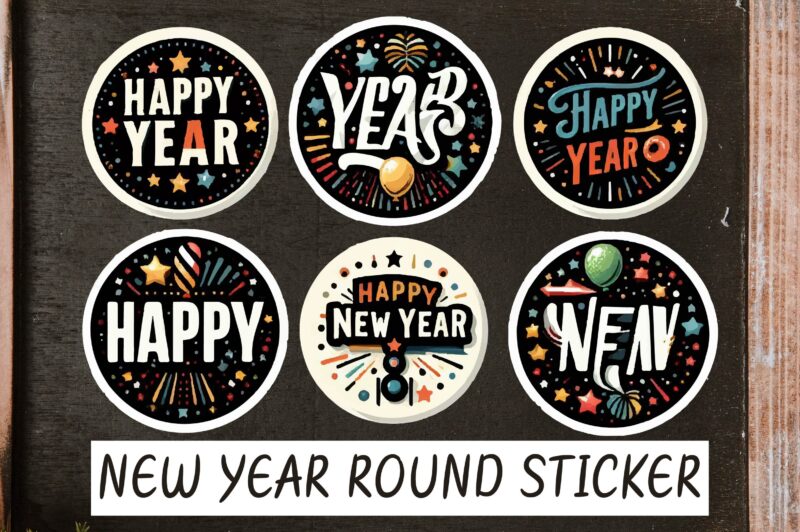 New Year Round Sticker PNG Sublimation