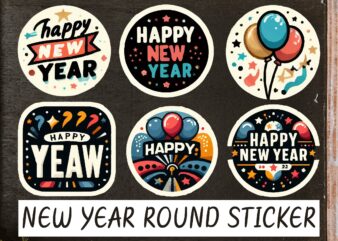 New Year Round Sticker PNG Sublimation