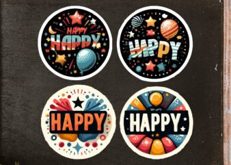 New Year Round Sticker PNG Sublimation