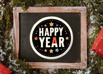 New Year Round Sticker PNG Sublimation T shirt vector artwork