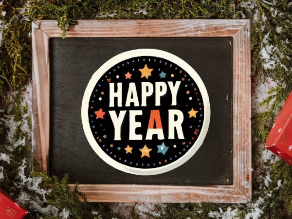 New year round sticker png sublimation T shirt vector artwork