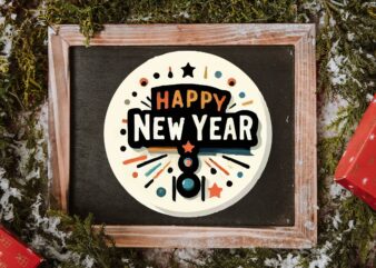 New Year Round Sticker PNG Sublimation T shirt vector artwork