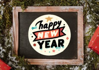New Year Round Sticker PNG Sublimation