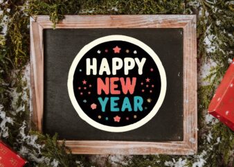 New Year Round Sticker PNG Sublimation T shirt vector artwork