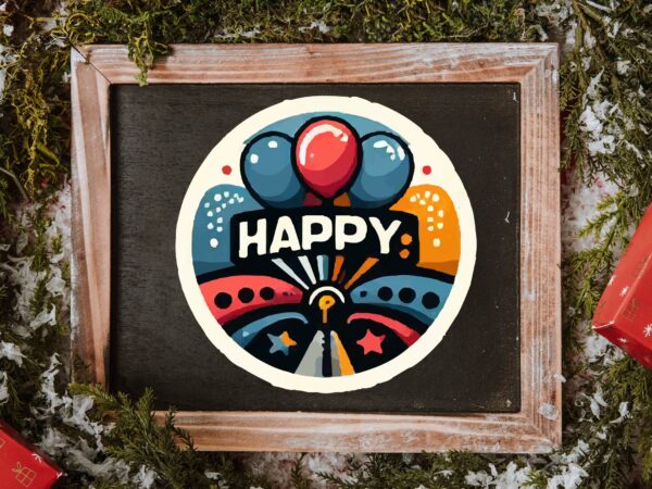 New year round sticker png sublimation T shirt vector artwork