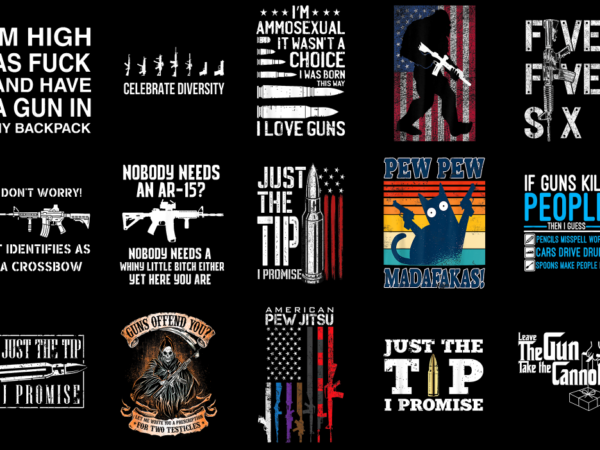 15 gun shirt designs bundle p1, gun t-shirt, gun png file, gun digital file, gun gift, gun download, gun design