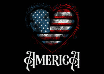 USA american flag heart