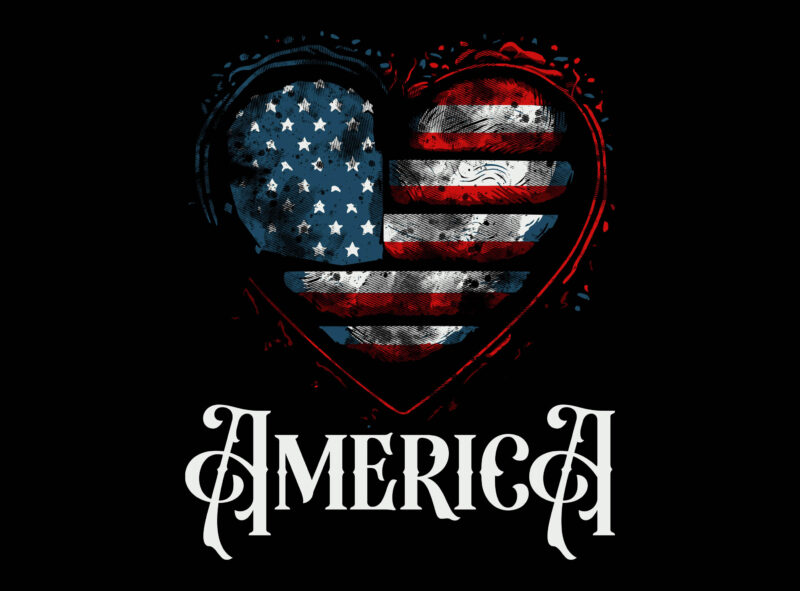 USA american flag heart