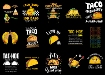 15 Taco Shirt Designs Bundle P1, Taco T-shirt, Taco png file, Taco digital file, Taco gift, Taco download, Taco design