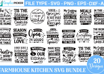 Farmhouse Kitchen Bundle, Farmhouse Kitchen Sublimation Bundle, Farmhouse Kitchen Sign svg,the secret ingredient is love Kitchen SVG Bundle, t shirt graphic design