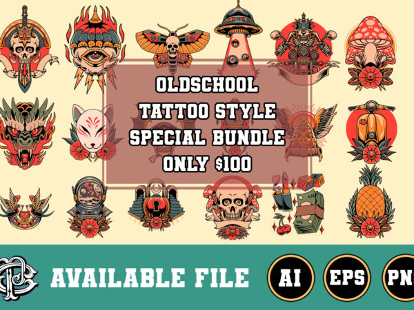 Oldschool tattoo style special bundle t shirt design online