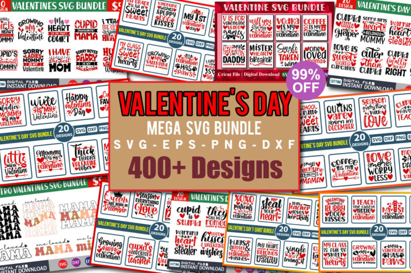 Mega Valentine’s Day SVG Bundle, Valentines Day Quotes SVG Bundle, Love SVG, Valentine Shirt, Heart svg, Valentine Quotes Shirt svg Print