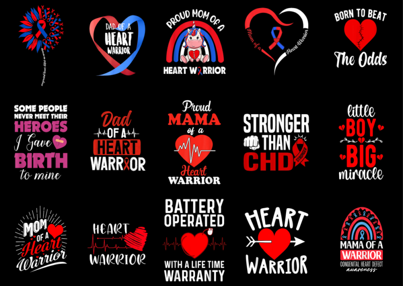 15 CHD Awareness Shirt Designs Bundle P1, CHD Awareness T-shirt, CHD Awareness png file, CHD Awareness digital file, CHD Awareness gift, CHD