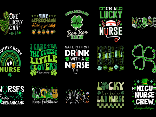 15 nurse st. patrick’s day shirt designs bundle p1, nurse st. patrick’s day t-shirt, nurse st. patrick’s day png file, nurse st. patrick’s d