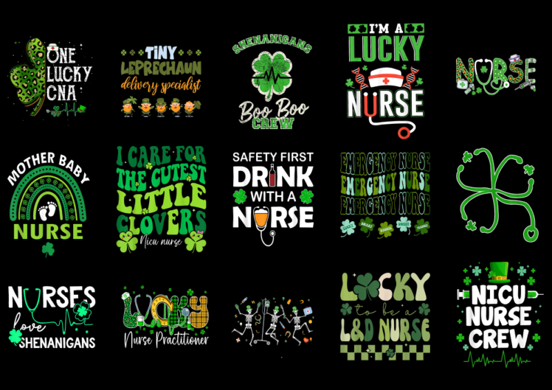 15 Nurse St. Patrick’s Day Shirt Designs Bundle P1, Nurse St. Patrick’s Day T-shirt, Nurse St. Patrick’s Day png file, Nurse St. Patrick’s D