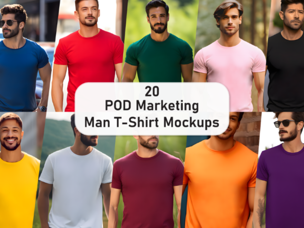 Pod marketing man t-shirt mockup bundle