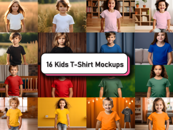 Kids bella canvas 3001 t-shirt mockup bundle