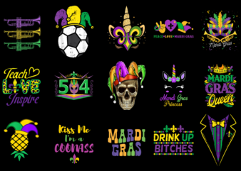 15 Mardi Gras Shirt Designs Bundle P10, Mardi Gras T-shirt, Mardi Gras png file, Mardi Gras digital file, Mardi Gras gift, Mardi Gras