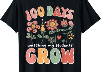 100 Days Growing Boho Flowers Teacher 100th Day of School T-Shirt