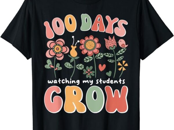 100 days growing boho flowers teacher 100th day of school t-shirt