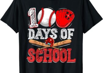 100 Days Of School Baseball 100th Day Student Kids Boys T-Shirt