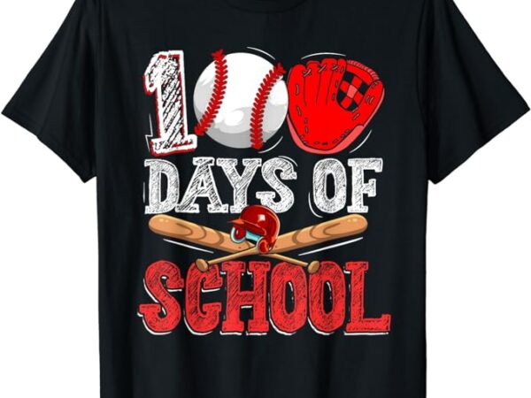 100 days of school baseball 100th day student kids boys t-shirt