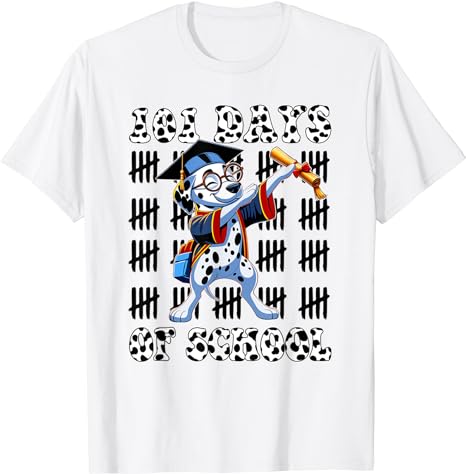 100 Days Of School Dalmatian Dog Boys Girls 100 Days Smarter T-Shirt