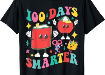 100 Days Smarter Happy 100th Day Of School Groovy Boy Girl T-Shirt