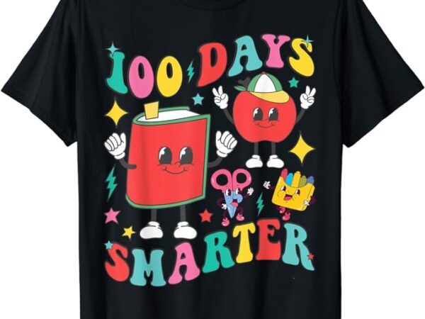 100 days smarter happy 100th day of school groovy boy girl t-shirt 100 days smarter happy 100th day of school groovy boy girl t-shirt