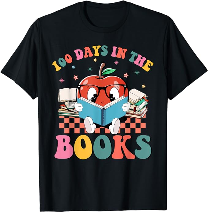 100 Days in the Books Reading Teacher 100th Day of School T-Shirt=