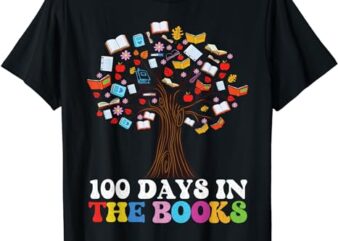 100 Days in the Books Reading Teacher 100th Day of School. T-Shirt
