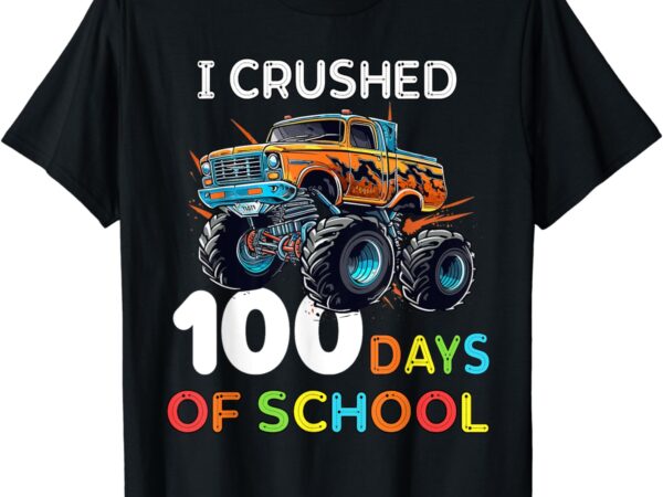 100 days of school monster truck 100th day of school boys t-shirt