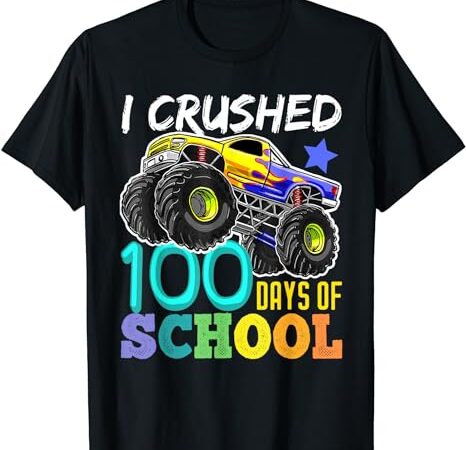 100 days of school monster truck 100th days of school boys t-shirt