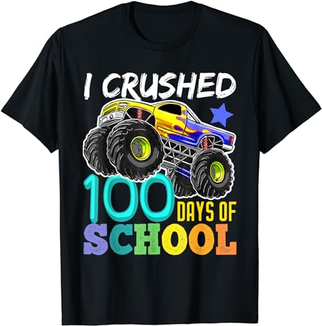 100 Days of School Monster Truck 100th Days of School Boys T-Shirt