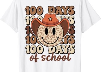 100 Days of School Retro Cowboy Smile Face Techer Boys Girls T-Shirt