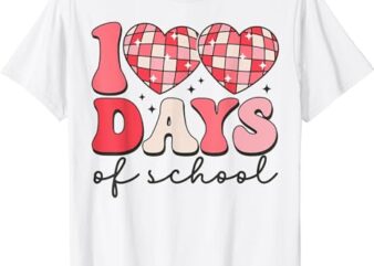 100 Days of School Retro Disco Hearts 100th Day of School T-Shirt